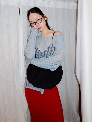[김소리pick] Long Slim Knit Blue