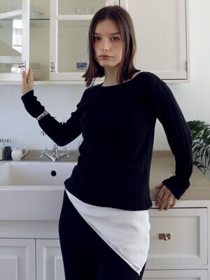 Square Rib Knit Black
