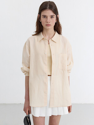UNISEX CLASSIC LINEN SHIRT BUTTER_UDSH5B125Y1