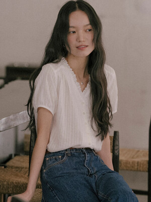 Lace frill blouse TISU01BL05_Ivory