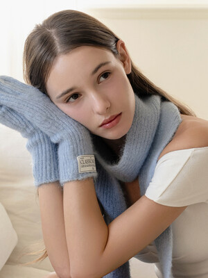 [리퍼브][SET] HDM026 Soft knit tie muffler & gloves set