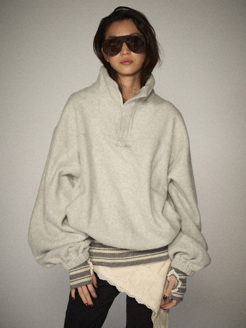 디스이즈파인 Quarter-Zip Balloon Pullover Fleece Gray