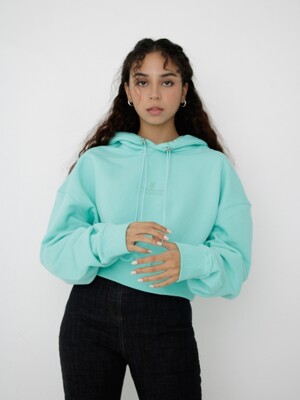 String Crop Hooded Sweatshirt Mint