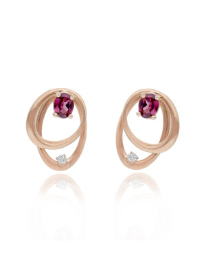 [925] Oval Twin Ring Earrings
