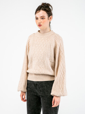 Oatmeal Cable Crop Knit