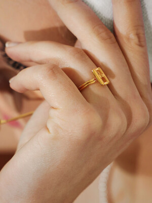 DOUBLE T stacking pinky ring (#silver#gold)