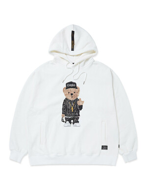 EMB COMPTON BEAR OVERSIZED HEAVY SWEAT HOODIE WHITE