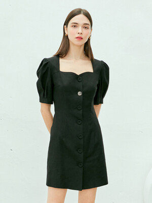 Heart square neck mini dress_BK