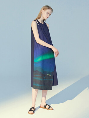 SLIT WRAP DRESS_aurora navy