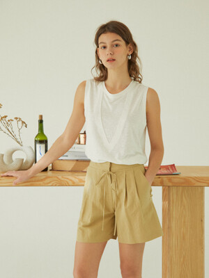 LINEN V POINT SLEEVELESS