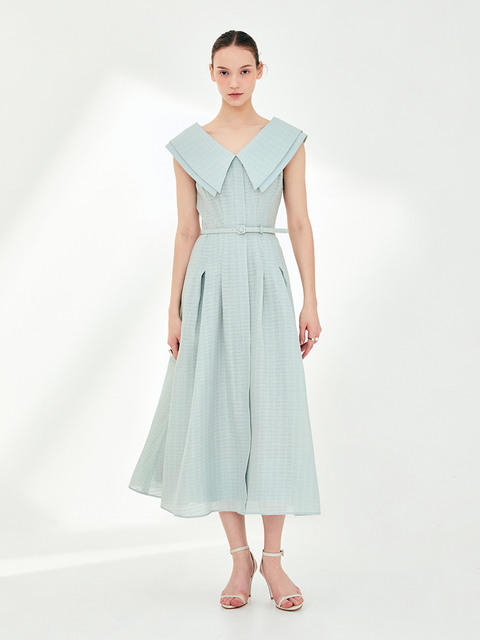 ASHLEY Wide collar flared dress - W컨셉(W CONCEPT)