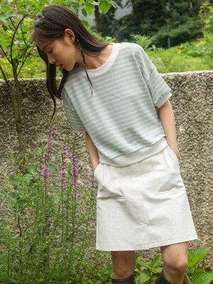 Waffle Striped T-Shirts_mint