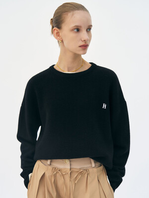 Logo cashmere-blend knit sweater (Black)