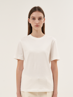 r e Round Silket Cotton T-shirt_WHITE