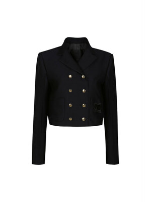 DOUBLE-BREASTED CROPPED JACKET (DARK NAVY)