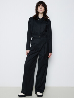 DOUBLE BELT WIDE PANTS_NAVY