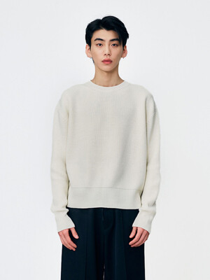 WOOL ROUNDNECK KNIT IVORY