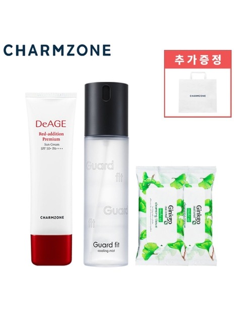 선케어 - 참존 (CHARMZONE) - 바캉스 세트 / 레드 프리미엄 선크림+클렌징티슈+미스트