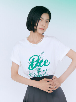 DEC T 12월 호랑가시나무 오가닉 탄생화 티셔츠 WHITE