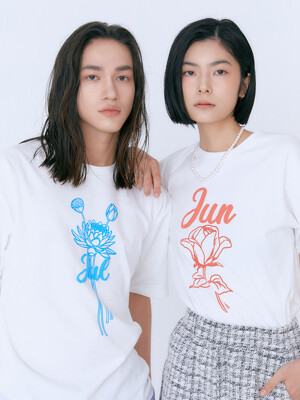 JUL T 7월 수련 오가닉 탄생화 티셔츠 WHITE