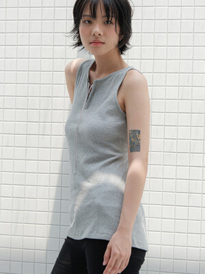 back split sleeveless (melange grey)