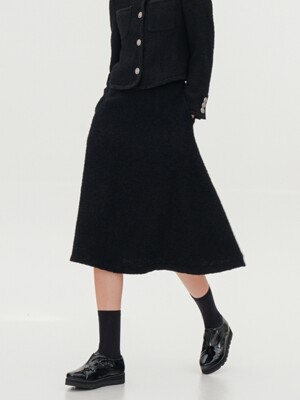 Alpaca Tweed Flare Skirt _Black