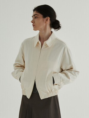 Soft Cotton Collar Blouson (Ivory)