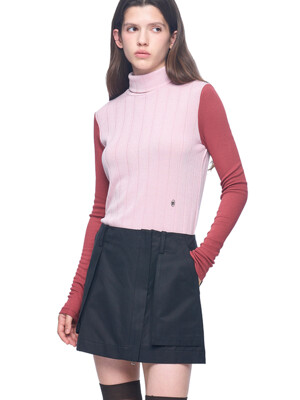 TARU TURTLE NECK TOP, DUSTY PINK + PICANTE ROSE