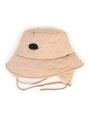 Quilting Beige Earflap Bucket Hat 귀달이모자