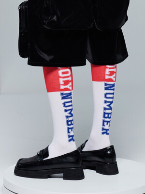 UNISEX HOLY COLOR CONTRAST LONG SOCKS_WHITE&RED