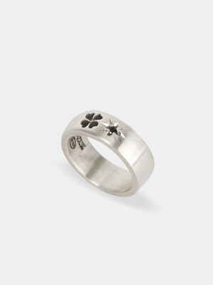 Clover star cubic ring (black)(925 silver)