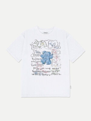 Blue bear in the dream Over fit T-Shirts AS1101 (White)