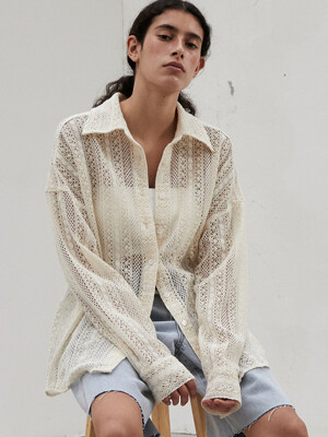 Relaxed Fit Lace Cardigan Shirts_PALE BEIGE