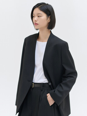 25SN collarless minimal jacket [BK]