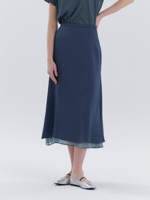 Glossy Satin Skirt (Teal Blue )