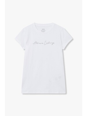 AX 여성 핫픽스 로고 스트레치 티셔츠-화이트(A424130009)