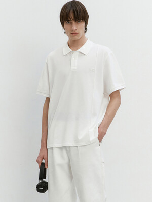 UNISEX LEATHER LOGO POLO SHIRT OFF WHITE_M_UDTS4B122OW