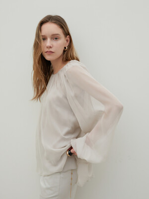 Sheer Chiffon Silk Blouse Grey