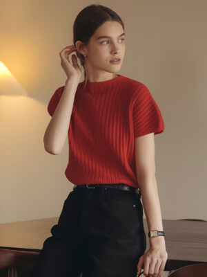 Cashmere blended wholegarment knit_Red