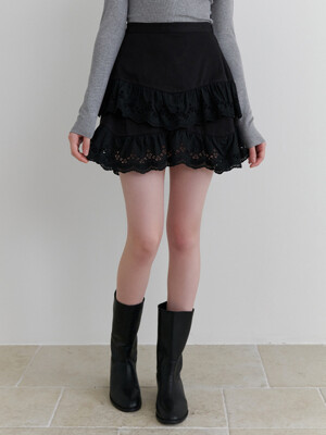 Cheese mini skirt (black)