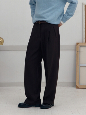 pintuck slacks - brown