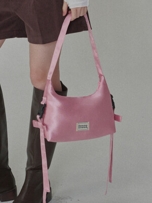 Side Detailed Ribbon Hobo Bag_Pink