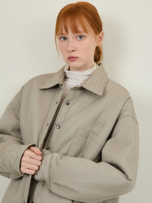 W/Pin Stripe Quilted Padded Shirt