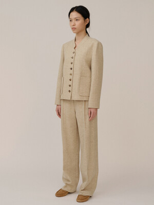 Camis Wool Silk Trouser Greige