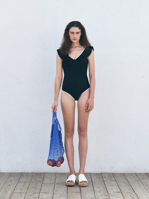 RTR V-NECK RUFFLE SWIM SUIT _3COLORS