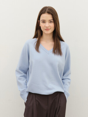 Classic Soft V-Neck Knit - Sky Blue [ 25 NEW ]