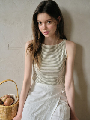 Sia Pin Stripe Sleeveless_OLIVE(W25-TP27)