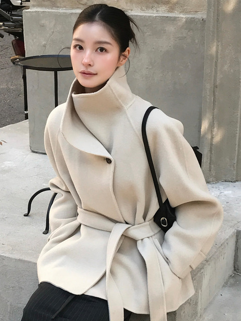 틸아이다이 [다연 Pick] Wool 100 handmade half coat [TIWT04CT01]_Light beige