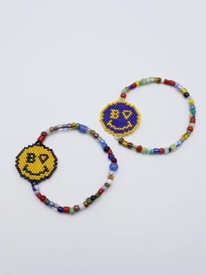 BONBEAU smile beads Bracelet 이국적인 컬러 캐주얼 스마일 비즈팔찌
