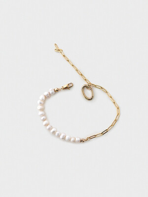 pearl line bracelet (gold)